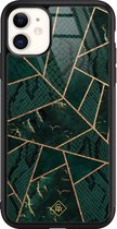 Casimoda® hoesje - Geschikt voor iPhone 11 - Abstract Groen - Luxe Hard Case Zwart - Backcover telefoonhoesje - Groen