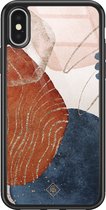 Casimoda® hoesje - Geschikt voor iPhone Xs - Abstract Terracotta - Luxe Hard Case Zwart - Backcover telefoonhoesje - Multi