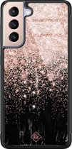 Casimoda® hoesje - Geschikt voor Samsung Galaxy S21 Plus - Marmer Twist - Luxe Hard Case Zwart - Backcover telefoonhoesje - Zwart