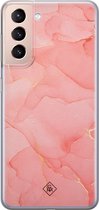 Casimoda® hoesje - Geschikt voor Samsung S21 - Marmer Roze - Backcover - Siliconen/TPU - Roze