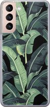 Casimoda® hoesje - Geschikt voor Samsung S21 - Palmbladeren Bali - Backcover - Siliconen/TPU - Groen