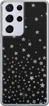 Casimoda® hoesje - Geschikt voor Samsung S21 Ultra - Falling Stars - Backcover - Siliconen/TPU - Zwart