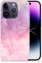 Telefoonhoesje Geschikt voor iPhone 14 Pro Silicone Back Cover Pink Purple Paint
