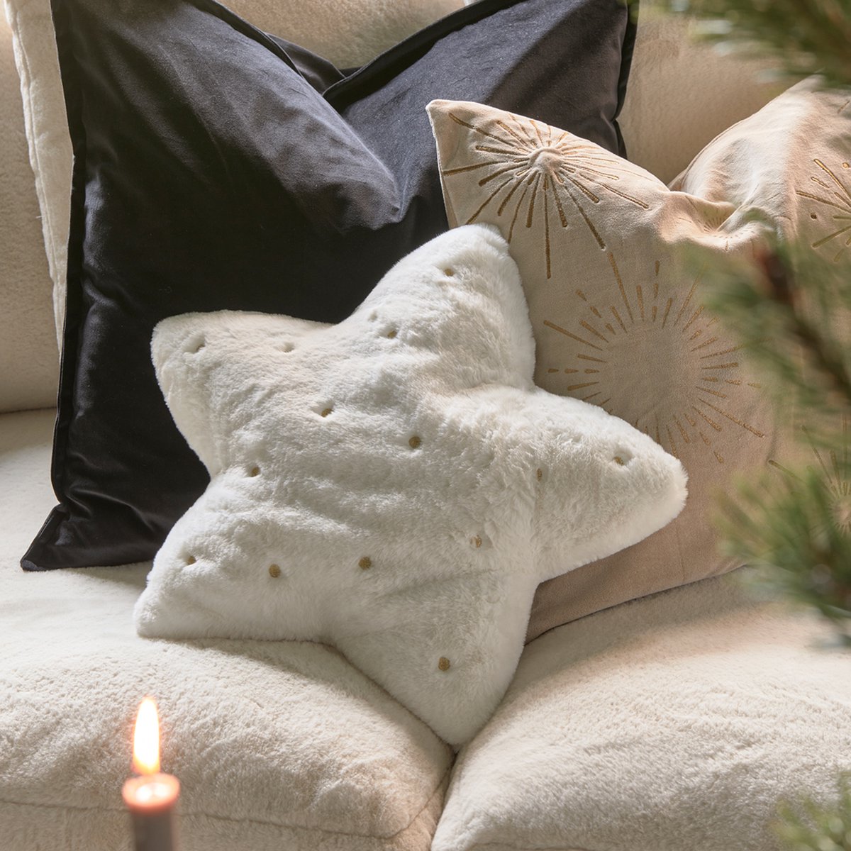 Vernederen Beg Vermeend Riviera Maison Kerst Kussen - Sparkling Star Pillow - Wit | bol.com