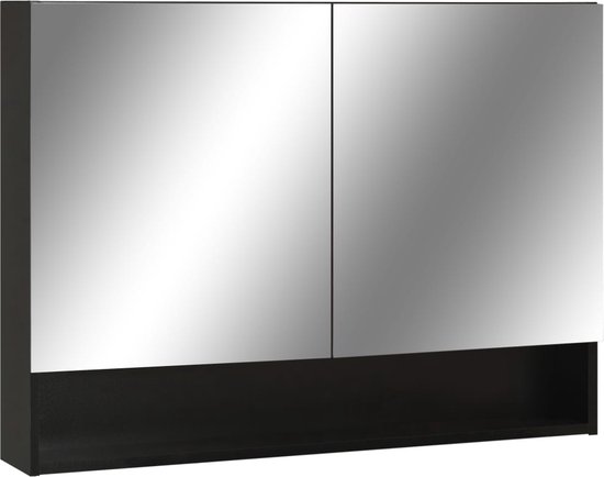 LED Badkamerspiegelkast Zwart 80x15x60 cm MDF