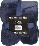 In the Mood Mardy Fleece Plaid - L200 x B150 cm - Polyester - Donkerblauw
