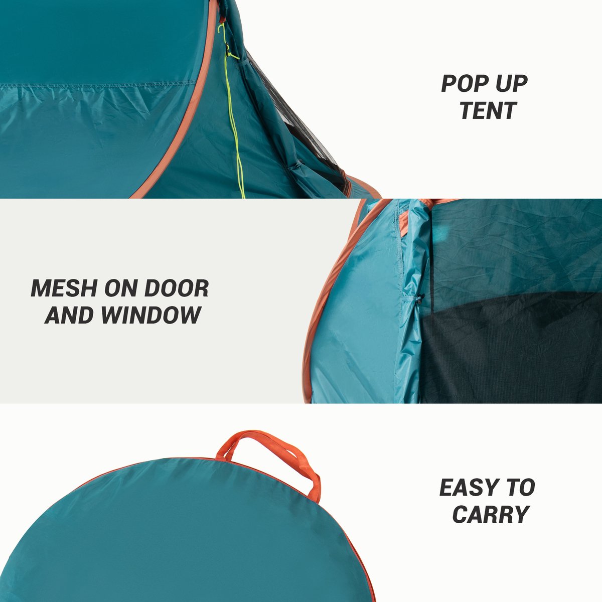 Tente Pop-up 2 Secondes JEMIDI - 220x120x95cm, Pour 2 Personnes, Avec Moustiquaire