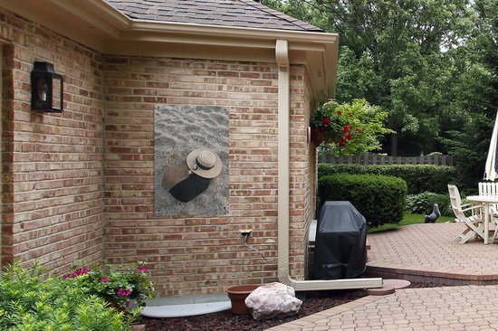 Tuindoek - Zomer - Strand - Tas - Hoed - 60x90 cm - Tuinposter - Tuinschilderij - Muurdecoratie - Wanddecoratie