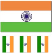 Bellatio Decorations - Vlaggen versiering set - India - Vlag 90 x 150 cm en vlaggenlijn 3 meter