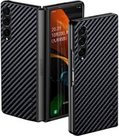 Hoesje Geschikt Voor Samsung Galaxy Z Fold 4 hoesje Carbon Fiber Slim Protective Cover zwart - Hoesje Galaxy Z Fold 4 Silicone hoesje