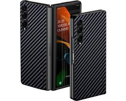 Hoesje Geschikt Voor Samsung Galaxy Z Fold 4 hoesje Carbon Fiber Slim Protective Cover zwart - Hoesje Galaxy Z Fold 4 Silicone hoesje