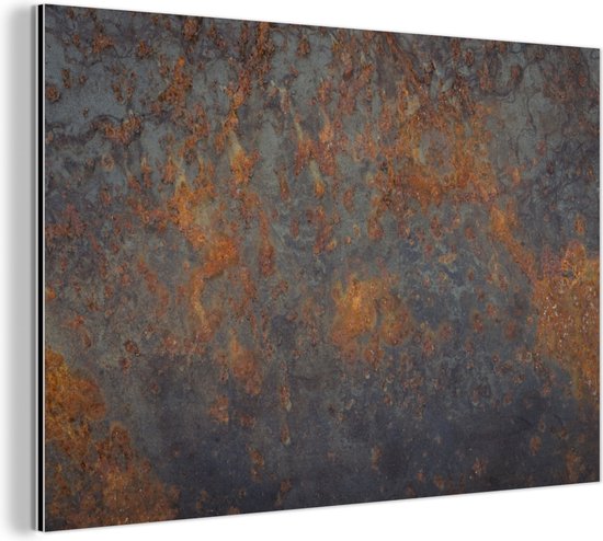 Wanddecoratie Metaal - Aluminium Schilderij Industrieel - IJzer met roestige structuur - 30x20 cm - Dibond - Foto op aluminium - Industriële muurdecoratie - Voor de woonkamer/slaapkamer