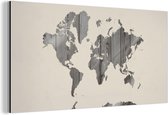 Wanddecoratie Metaal - Aluminium Schilderij Industrieel - Wereldkaart - Hout - Design - 80x40 cm - Dibond - Foto op aluminium - Industriële muurdecoratie - Voor de woonkamer/slaapkamer