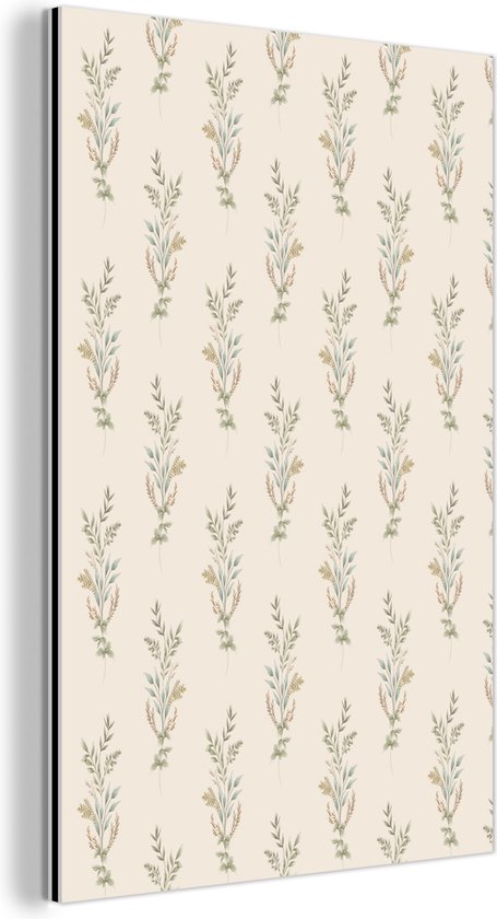 Décoration murale Métal - Peinture Aluminium Industrielle - Feuilles - Vintage - Pastel - 40x60 cm - Dibond - Photo sur aluminium - Décoration murale industrielle - Pour le salon/chambre