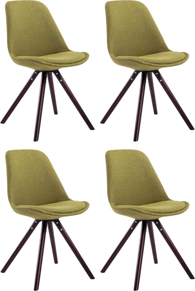 CLP Toulouse Set van 4 stoelen - Rond - Stof groen cappuccino