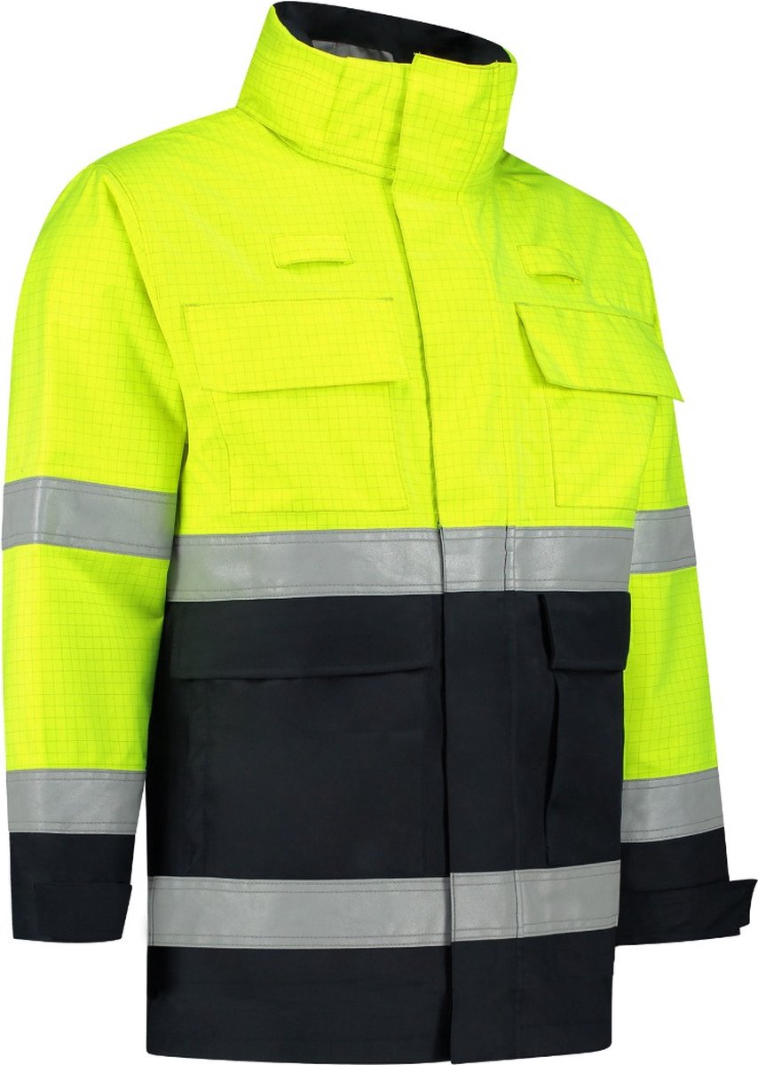 Dapro Infinity Multinorm Regenjas - Maat S - Marineblauw/Hi-Vis Geel - Vlamvertragend , antistatisch en chemicaliën resistent - Doorwerkjas