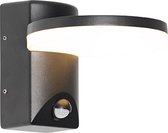 QAZQA esmee - Moderne LED Wandlamp met Bewegingsmelder | Bewegingssensor | sensor voor buiten - 1 lichts - D 20 cm - Zwart - Buitenverlichting