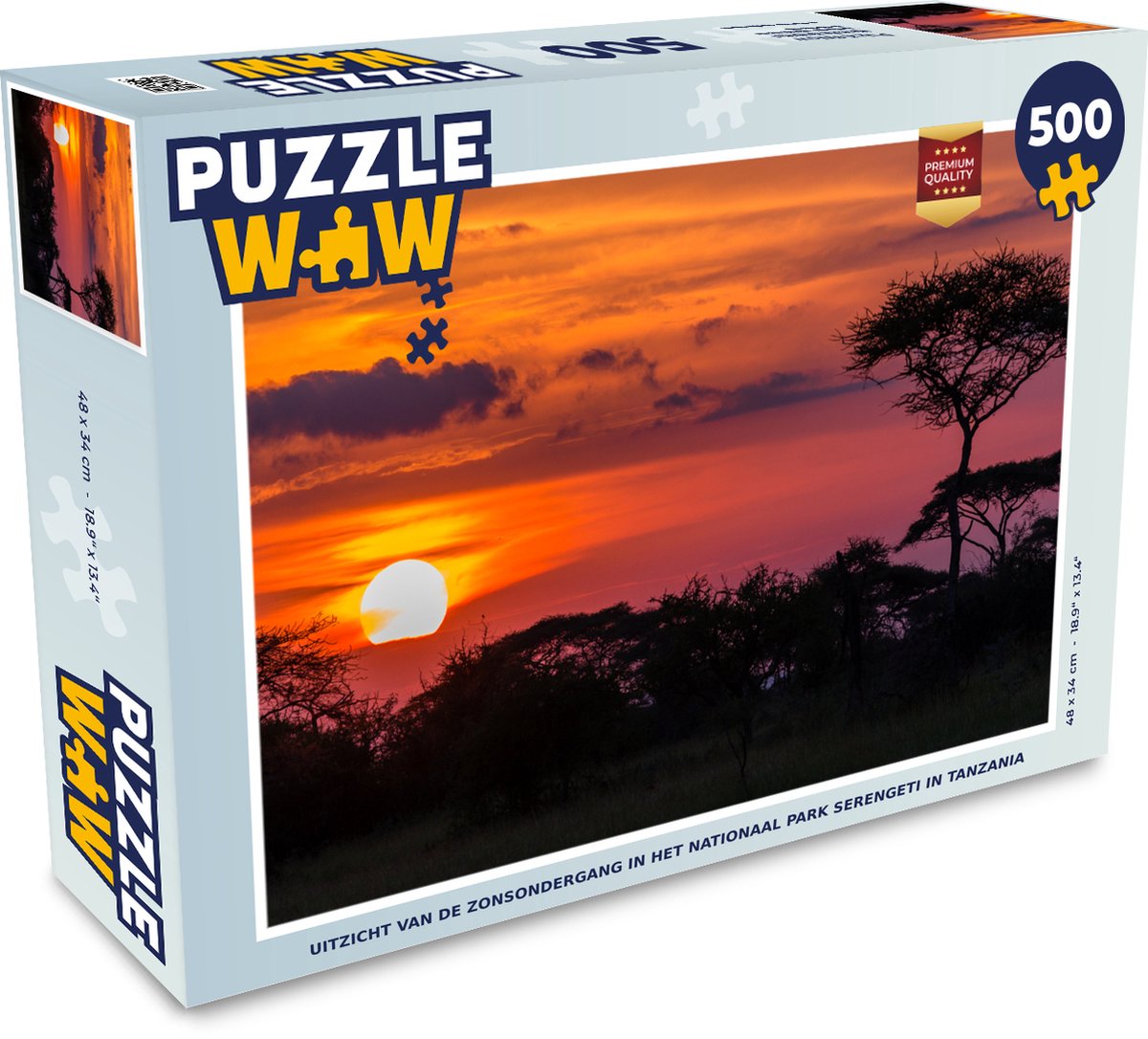 Puzzel Uitzicht van de zonsondergang in het Nationaal park Serengeti in Tanzania - Legpuzzel - Puzzel 500 stukjes