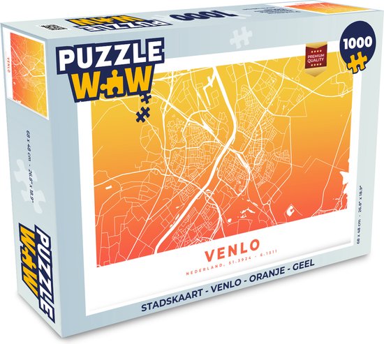 Puzzle Plan de la ville - Venlo - Oranje - Jaune - Puzzle - Puzzle 1000 pièces adultes - Carte
