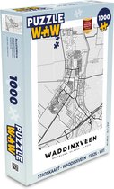 Puzzel Stadskaart - Waddinxveen - Grijs - Wit - Legpuzzel - Puzzel 1000 stukjes volwassenen - Plattegrond