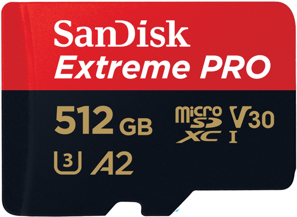 Sandisk Extreme Pro Micro SDXC 512GB - A2 V30 - met adapter