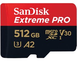 Sandisk Extreme Pro Micro SDXC 512GB - A2 V30 - met adapter