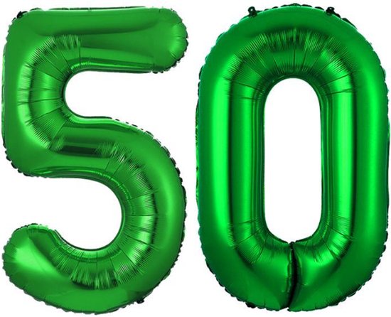 Folie Ballon Cijfer 50 Jaar Groen Abraham Verjaardag Versiering Helium ...