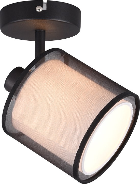 LED Wandspot - Wandverlichting - Trion Bidon - E14 Fitting - 1-lichts - Rond - Mat Zwart - Aluminium