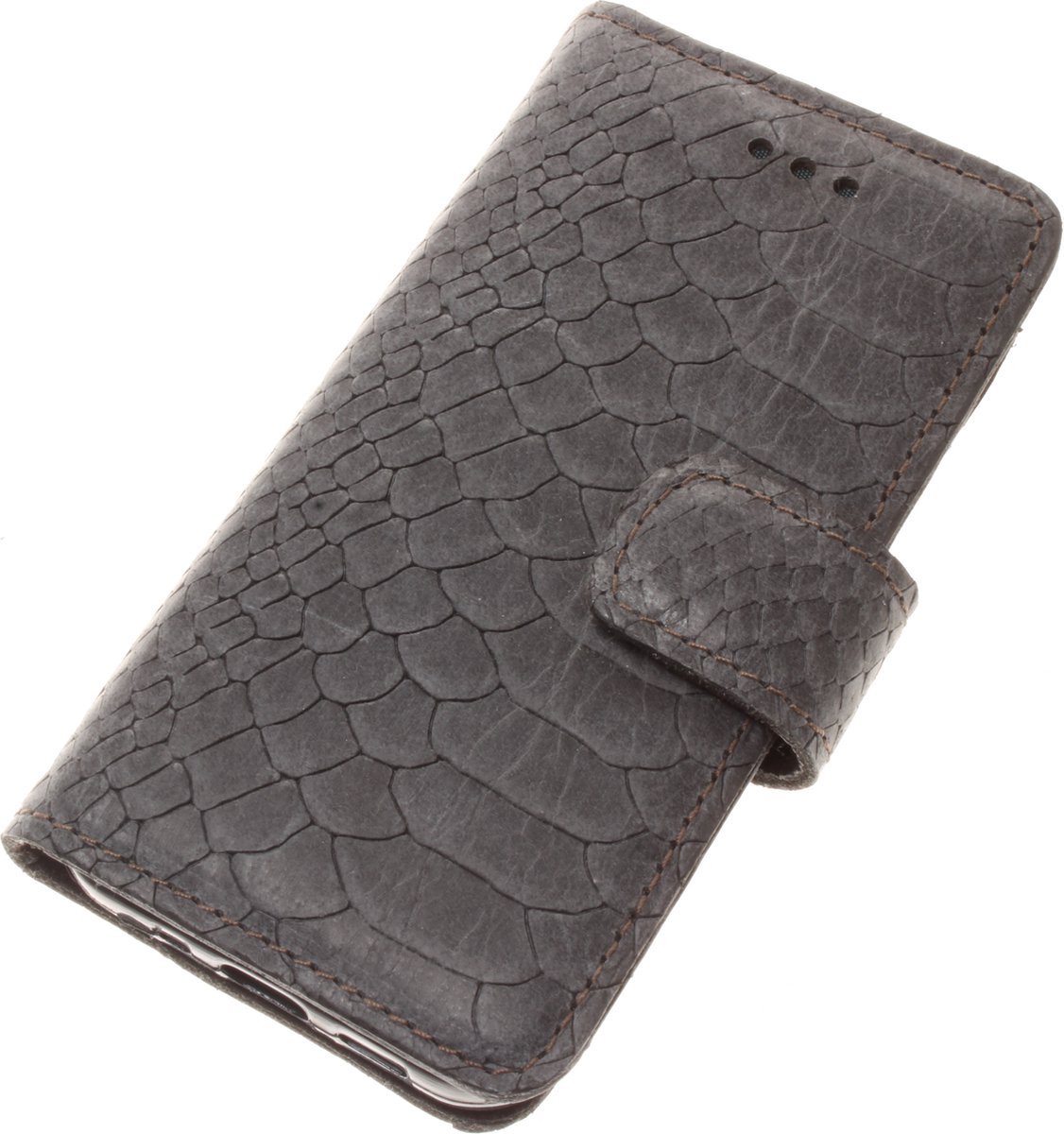 Made-NL Apple iPhone 11 Pro Handgemaakte book case antraciet slangenprint leer robuuste hoesje