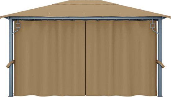 vidaXL Tonnelle avec rideau 400x300 cm Aluminium Taupe