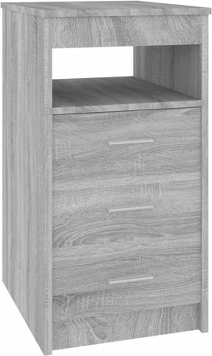 vidaXL Ladekast - 40x50x76 - cm - bewerkt - hout - grijs - sonoma - eikenkleurig