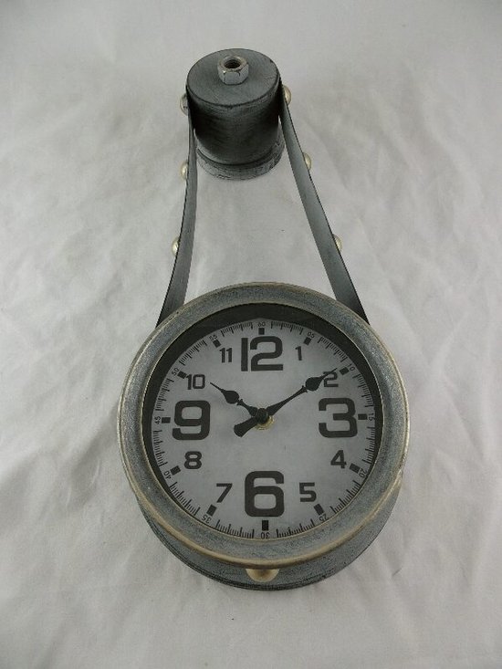 wandklok - 43,5 cm hoog - antique grijs