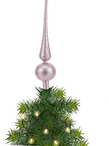 Piek/kerstboom topper - lichtroze - H23 cm - glitters - Kerstversiering