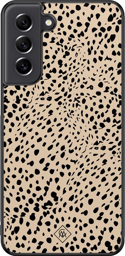 Coque Samsung Galaxy S21 FE - Pois marron abstrait - Marron/beige - Coque rigide TPU Zwart - Pois - Casimoda
