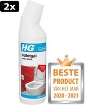 2x HG toiletgel extra sterk - 500ml - verwijdert de hardnekkigste aanslag - tast niet glazuur, roestvrijstaal en chroom niet aan - biologisch afbreekbaar