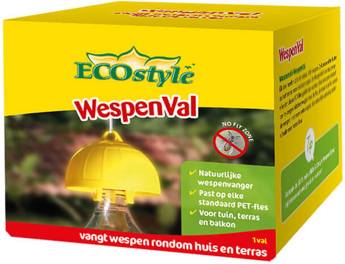 ECOstyle WepenVal Tegen Wespen - Natuurlijke Wespenvanger - Herbruikbaar - Past op elk STandaard PET-Fles - Voor Tuin, Terras en Balkon