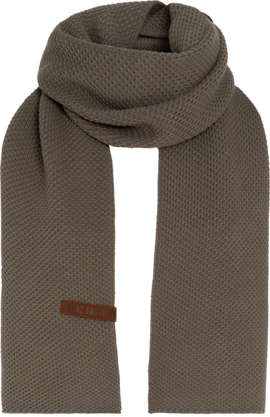 Knit Factory Jazz Gebreide Sjaal Dames & Heren - Bruine Wintersjaal - Langwerpige sjaal - Wollen sjaal - Heren sjaal - Dames sjaal - Cappuccino - 200x30 cm
