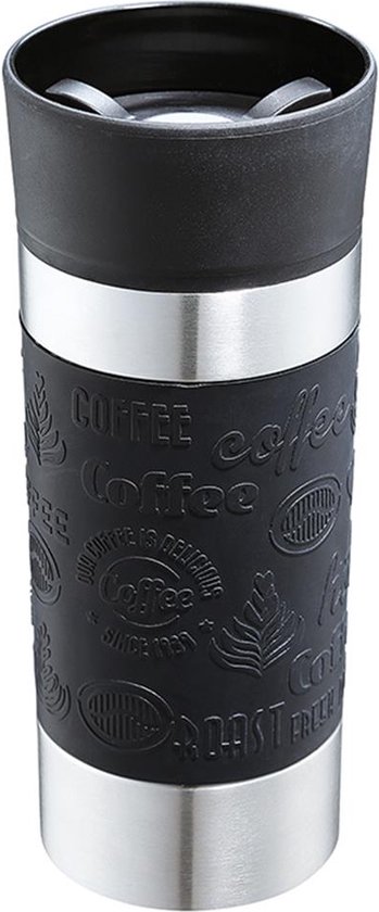 cilio VIAGGIO Thermosbeker voor onderweg, roestvrij staal, deksel van kunststof, 360° drinksluiting, dubbelwandig systeem, breuk- en lekvrij, 360 ml, hoogte: 19 cm, donkergroen