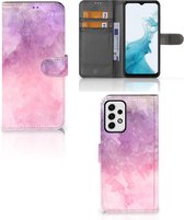 Telefoonhoesje Geschikt voor Samsung Galaxy A23 Flipcase Pink Purple Paint