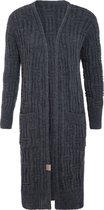 Knit Factory Bobby Long Knitted Cardigan Femme - Anthracite - 40/42 - Avec poches latérales