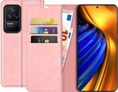 Xiaomi Poco F4 Bookcase hoesje - Just in Case - Effen Roze - Kunstleer