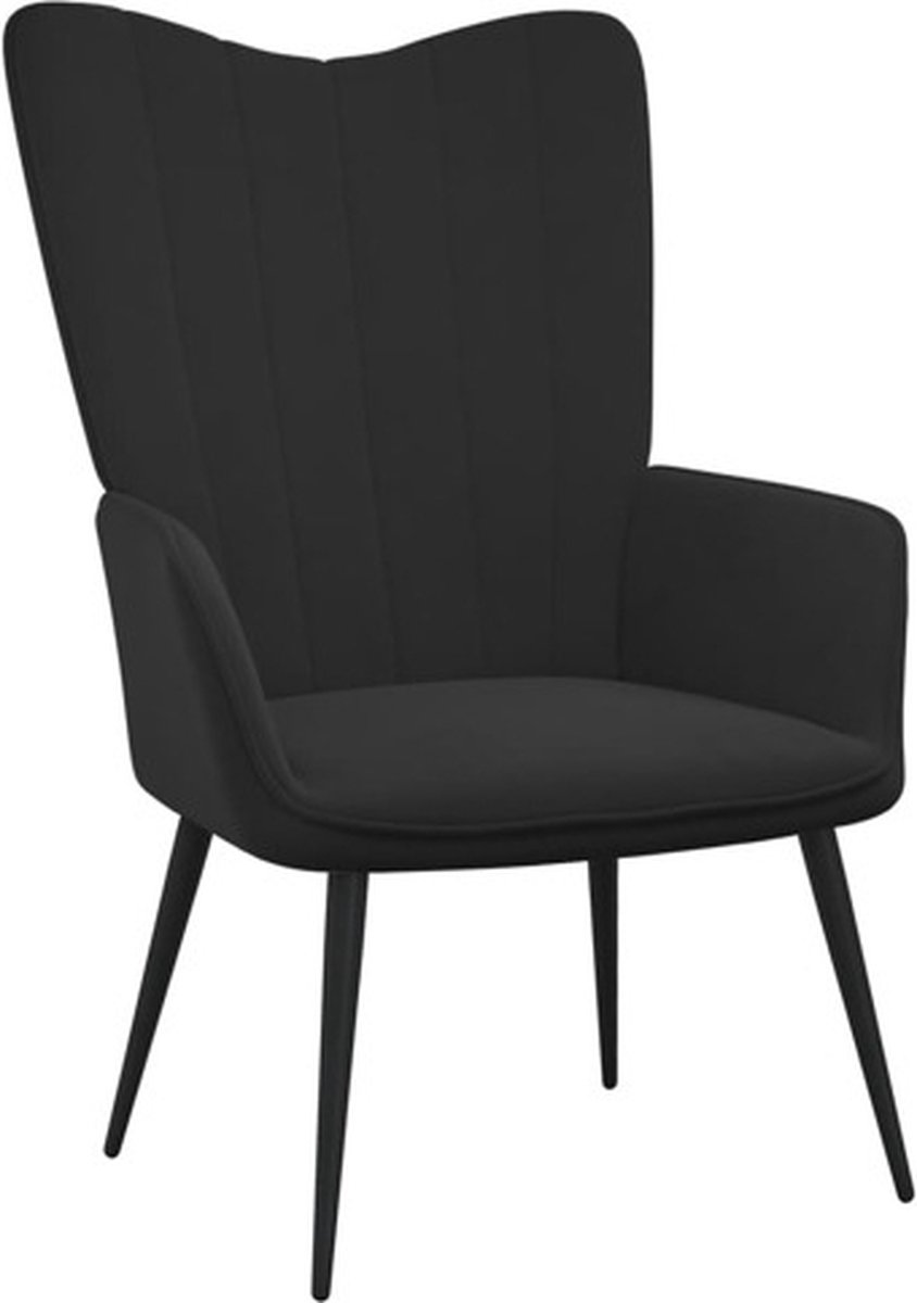 vidaXL Relaxstoel - fluweel - zwart