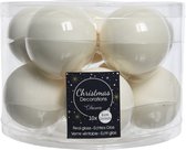 Decoris Kerstballen - 10 stuks - glas - wol wit - 6 cm