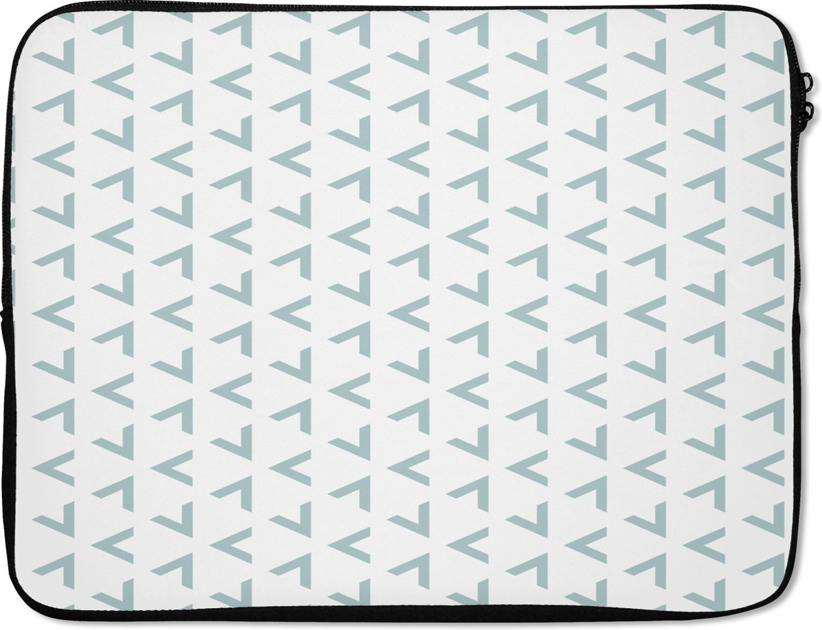 Laptophoes - Laptoptas - Patronen - Driehoek - Design - Groen - Wit - Laptop - 17 Inch - Laptop sleeve