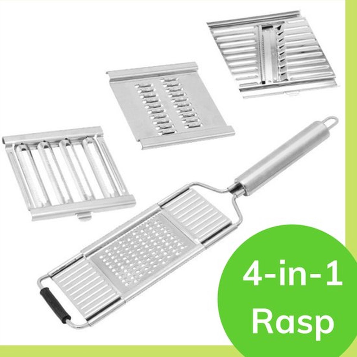 Groentesnijder 4-in-1 Rasp - Mandoline – Julienne - groentensnijder – 4 Opzetstukken – Vaatwasserbestendig – Handmatig Snijden, Schaven en Raspen - Foodprocessor - Keukengereedschap - multifunctioneel