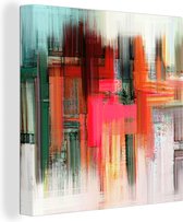 Canvas - Olieverf - Schilderij - Abstract - Kunst - Kleuren - 20x20 cm - Muurdecoratie - Interieur