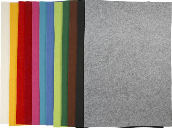 Jtnohx Kleurvilt, 1,4 mm viltvellen om te knutselen, 90 x 90 cm, zachte knutselstof voor kunst- en naaiprojecten (limegrond