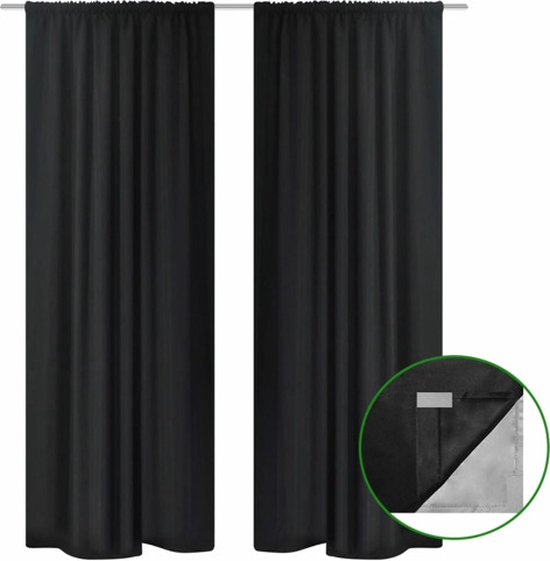 Rideaux double épaisseur 140 x 245 cm 2 pièces (noir) | bol.com