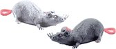 John Toy - Speelgoed/halloween decoratie ratten - 4x stuks - Kunststof - In 2 kleuren van 28 cm