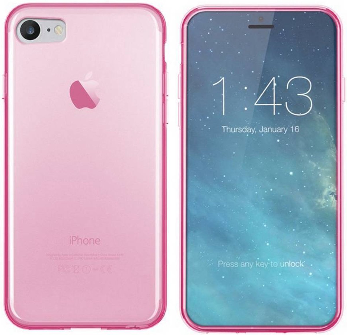 Shock Proof Case - Telefoonhoesje - Doorzichtig Hoesje voor Apple iPhone SE 2020/8/7 - Transparant Roze